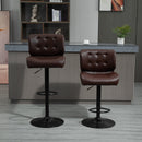 Bar stools Set of 2 Adjustable Height Swivel Bar Chairs with Footrest for Kitchen, Counter, Home Bar - Brown
