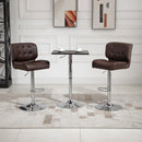 Bar stools Set of 2 Adjustable Height Swivel Bar Chairs with Footrest for Kitchen, Counter, Home Bar - Brown