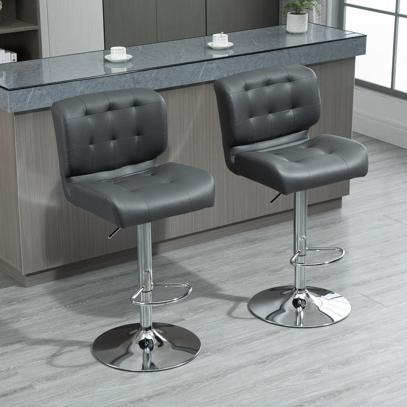 Bar stools Set of 2 Adjustable Height Swivel Bar Chairs with Footrest for Kitchen, Counter, Home Bar, Grey Modern