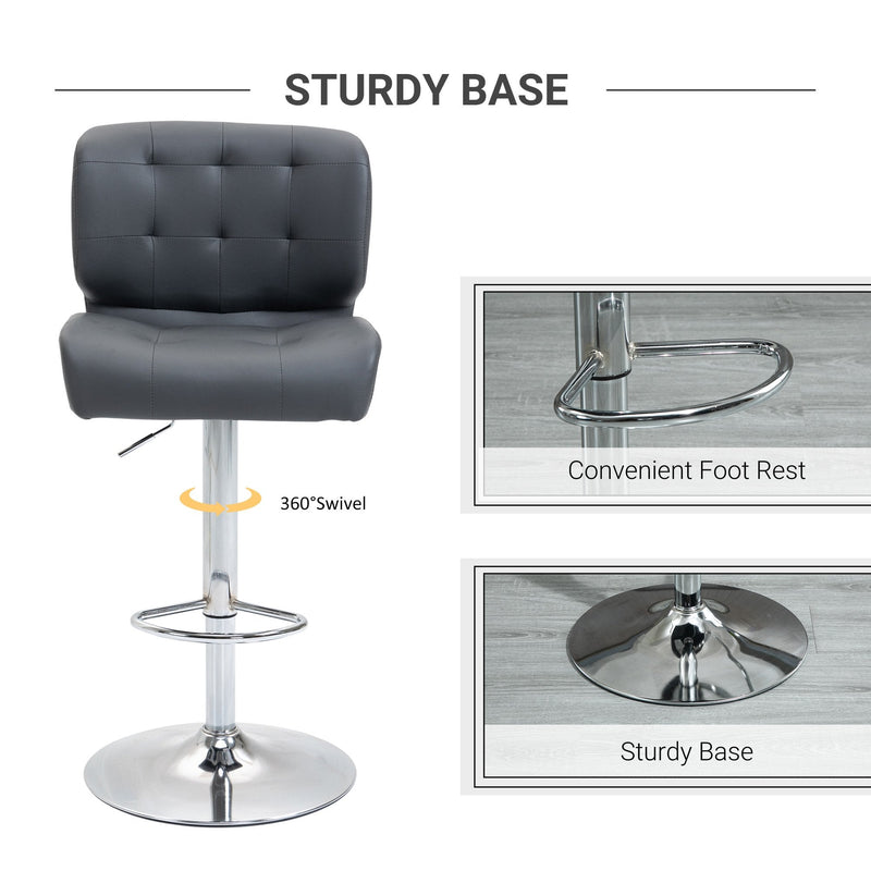 Bar stools Set of 2 Adjustable Height Swivel Bar Chairs with Footrest for Kitchen, Counter, Home Bar, Grey Modern
