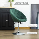 Modern Dining Height Bar Stool Velvet-Touch Tufted Fabric Adjustable Height Armless Tub Chair with Swivel Seat, Green wivel