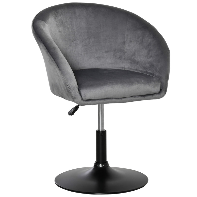 Swivel Bar Stool Fabric Dining Chair Dressing Stool With Tub Seat, Back, Adjustable Height, Grey Seat
