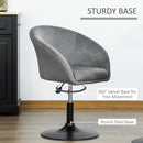 Swivel Bar Stool Fabric Dining Chair Dressing Stool With Tub Seat, Back, Adjustable Height, Grey Seat