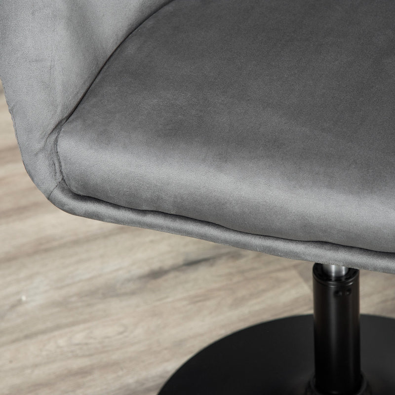 Swivel Bar Stool Fabric Dining Chair Dressing Stool With Tub Seat, Back, Adjustable Height, Grey Seat
