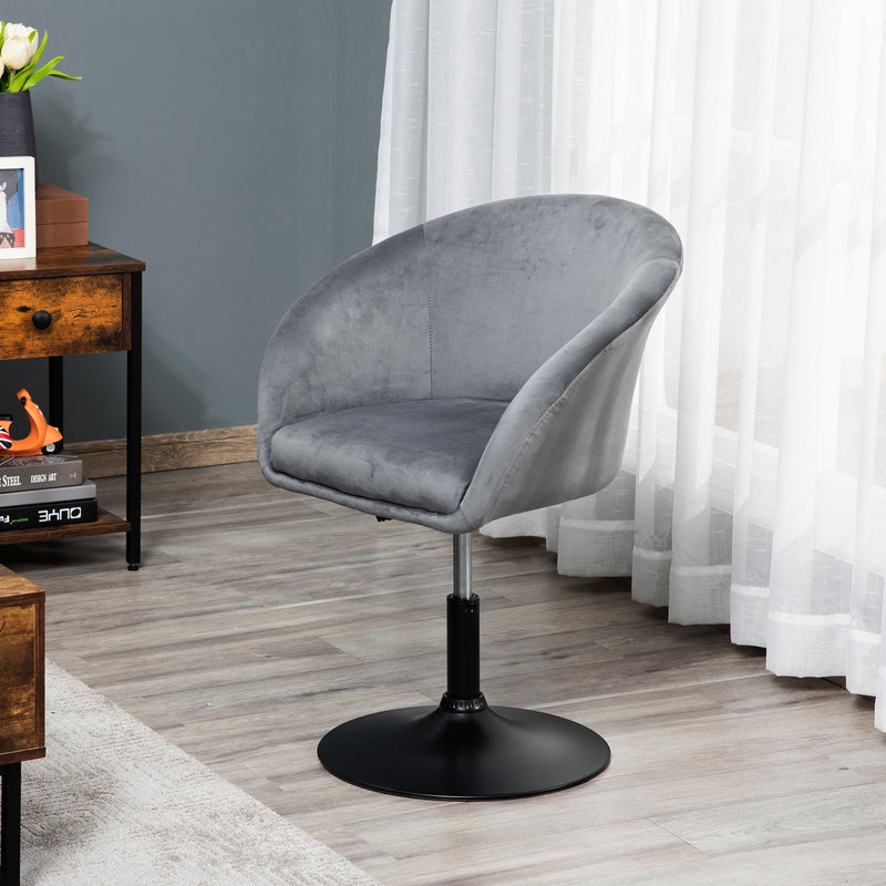 Swivel Bar Stool Fabric Dining Chair Dressing Stool With Tub Seat, Back, Adjustable Height, Grey Seat