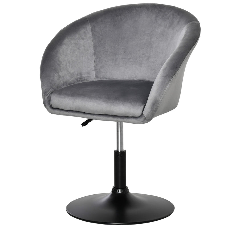 Swivel Bar Stool Fabric Dining Chair Dressing Stool With Tub Seat, Back, Adjustable Height, Grey Seat