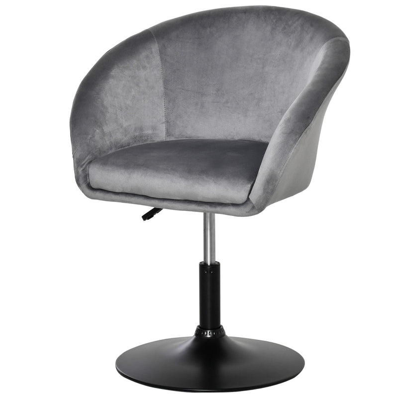 Swivel Bar Stool Fabric Dining Chair Dressing Stool with Tub Seat, Back, Adjustable Height, Grey Seat