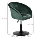 Swivel Bar Stool Fabric Dining Chair Dressing Stool with Tub Seat, Back, Adjustable Height, Green Seat