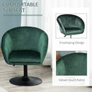 Swivel Bar Stool Fabric Dining Chair Dressing Stool with Tub Seat, Back, Adjustable Height, Green Seat
