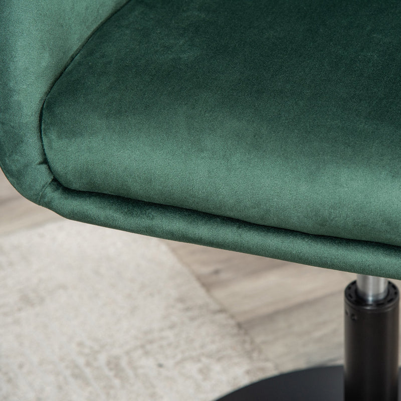 Swivel Bar Stool Fabric Dining Chair Dressing Stool with Tub Seat, Back, Adjustable Height, Green Seat