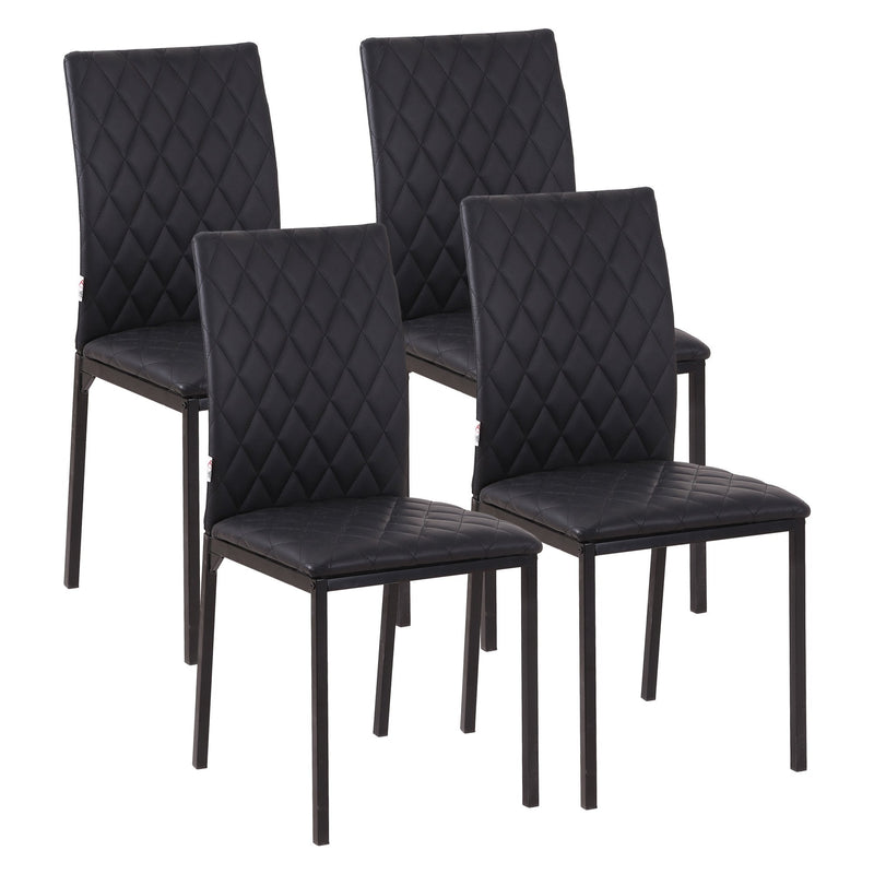 Modern Dining Chairs Upholstered Faux Leather Accent Chairs with Metal Legs for Kitchen, Set of 4, Black