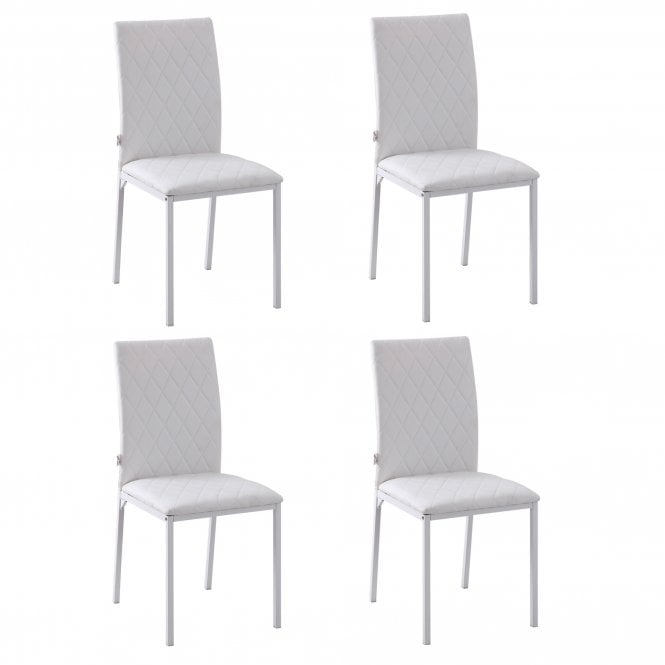 Modern Dining Chairs Upholstered Faux Leather Accent Chairs with Metal Legs for Kitchen, Set of 4, White