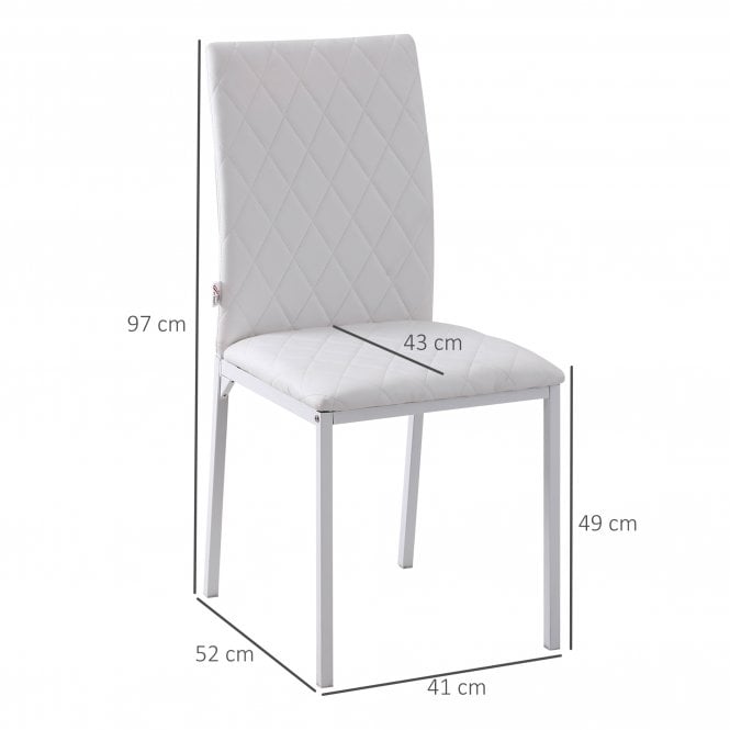 Modern Dining Chairs Upholstered Faux Leather Accent Chairs with Metal Legs for Kitchen, Set of 4, White