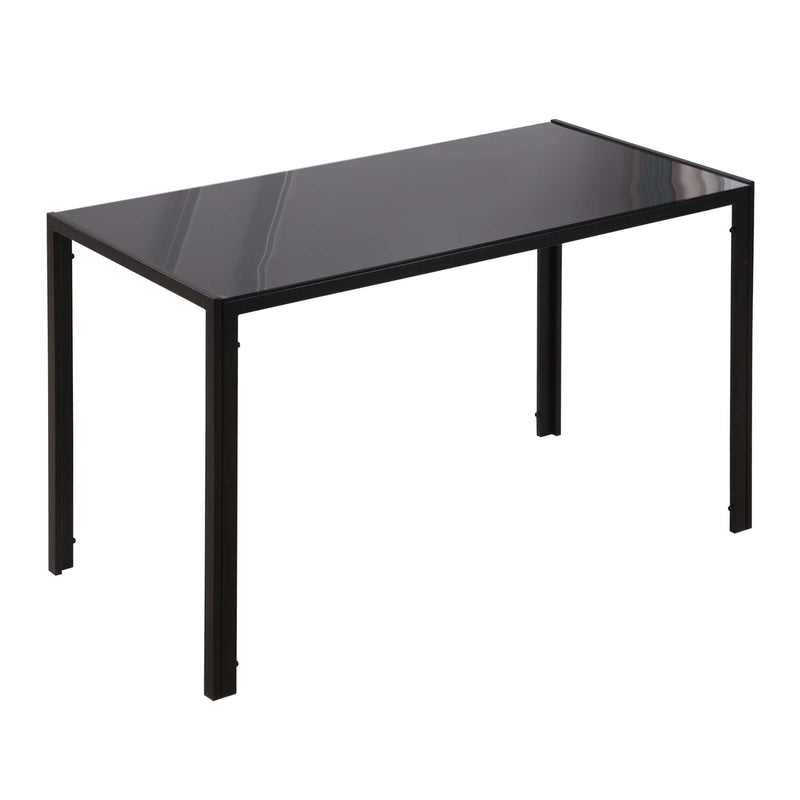 Modern Rectangular Dining Table for 4 People with Tempered Glass Top & Metal Legs for Dining Room, Living Room (Chairs Not Included) , Black