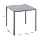Modern Square Dining Table, Seats 4, with Glass Top & Metal Legs for Dining Room, Living Room, Grey Tempered