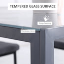 Modern Square Dining Table, Seats 4, with Glass Top & Metal Legs for Dining Room, Living Room, Grey Tempered