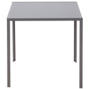 Modern Square Dining Table, Seats 4, with Glass Top & Metal Legs for Dining Room, Living Room, Grey Tempered