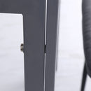 Modern Square Dining Table, Seats 4, with Glass Top & Metal Legs for Dining Room, Living Room, Grey Tempered