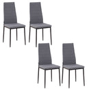 High Back Dining Chairs Modern Upholstered Linen-Touch Fabric Accent Chairs with Metal Legs for Kitchen, Set of 4, Grey Legs