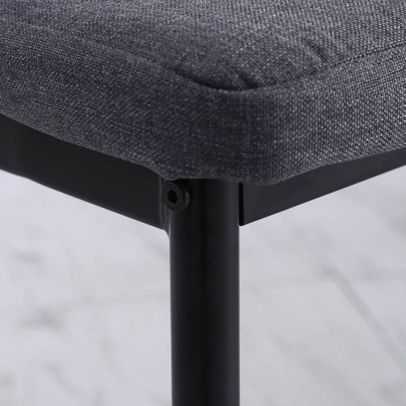 High Back Dining Chairs Modern Upholstered Linen-Touch Fabric Accent Chairs with Metal Legs for Kitchen, Set of 4, Grey Legs