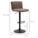 Barstools Set Of 2 Adjustable Height Swivel Gas Lift PU Leather Counter Bar Chairs With Footrest, Brown