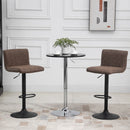 Barstools Set Of 2 Adjustable Height Swivel Gas Lift PU Leather Counter Bar Chairs With Footrest, Brown