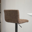 Barstools Set Of 2 Adjustable Height Swivel Gas Lift PU Leather Counter Bar Chairs With Footrest, Brown