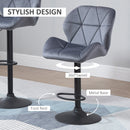 HOMCOM Adjustable Bar Stools Set of 2 - Dark Grey