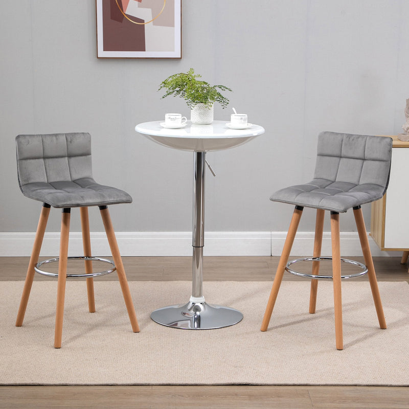 Bar stool Set of 2 Armless Upholstered Counter Height Bar Chairs with Wood Legs & Footrest, Grey