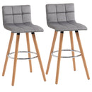 Bar stool Set of 2 Armless Upholstered Counter Height Bar Chairs with Wood Legs & Footrest, Grey