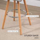 Bar stool Set of 2 Armless Upholstered Counter Height Bar Chairs with Wood Legs & Footrest, Grey