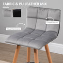 Bar stool Set of 2 Armless Upholstered Counter Height Bar Chairs with Wood Legs & Footrest, Grey