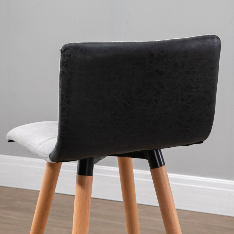 Bar stool Set of 2 Armless Upholstered Counter Height Bar Chairs with Wood Legs & Footrest, Grey