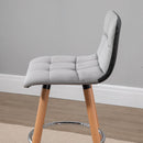 Bar stool Set of 2 Armless Upholstered Counter Height Bar Chairs with Wood Legs & Footrest, Grey