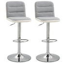 Bar stool Set of 2 Armless Adjustable Height Upholstered Bar Chair with Swivel Seat - Light Grey