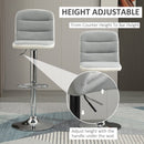 Bar stool Set of 2 Armless Adjustable Height Upholstered Bar Chair with Swivel Seat - Light Grey