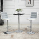 Bar stool Set of 2 Armless Adjustable Height Upholstered Bar Chair with Swivel Seat - Light Grey