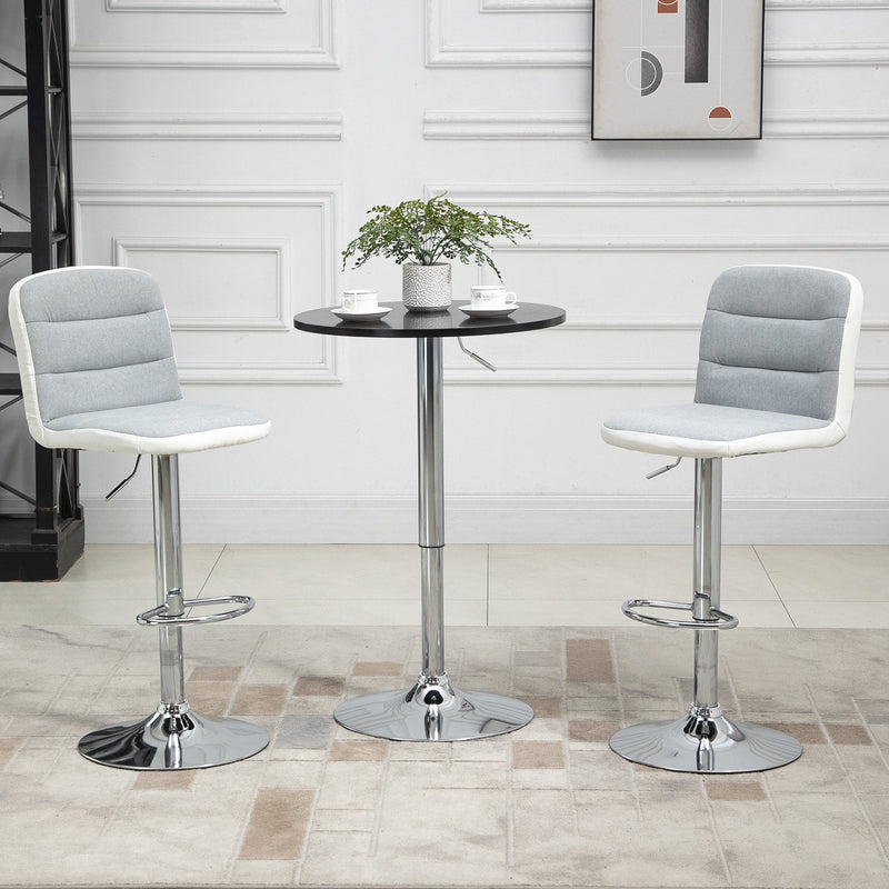 Bar stool Set of 2 Armless Adjustable Height Upholstered Bar Chair with Swivel Seat - Light Grey