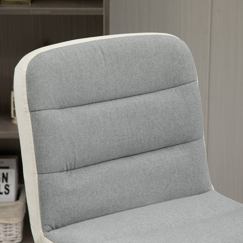 Bar stool Set of 2 Armless Adjustable Height Upholstered Bar Chair with Swivel Seat - Light Grey