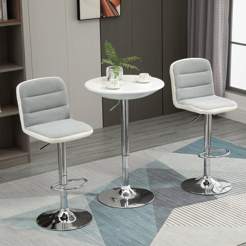 Bar stool Set of 2 Armless Adjustable Height Upholstered Bar Chair with Swivel Seat - Light Grey
