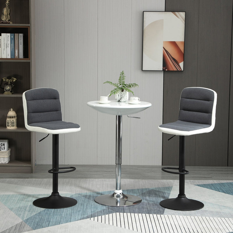 Bar stool Set of 2 Armless Adjustable Height Upholstered Bar Chair with Swivel Seat, Dark Grey