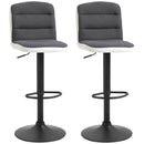 Bar stool Set of 2 Armless Adjustable Height Upholstered Bar Chair with Swivel Seat, Dark Grey