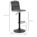 Bar stool Set of 2 Armless Adjustable Height Upholstered Bar Chair with Swivel Seat, Dark Grey