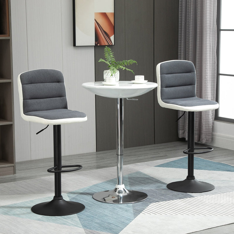 Bar stool Set of 2 Armless Adjustable Height Upholstered Bar Chair with Swivel Seat, Dark Grey
