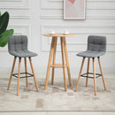 HOMCOM Bar stool Set of 2 Armless Button-Tufted Counter Height Bar Chairs with Wood Legs & Footrest, Grey
