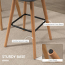 HOMCOM Bar stool Set of 2 Armless Button-Tufted Counter Height Bar Chairs with Wood Legs & Footrest, Grey
