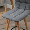 HOMCOM Bar stool Set of 2 Armless Button-Tufted Counter Height Bar Chairs with Wood Legs & Footrest, Grey