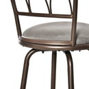 Set of 2 Bar Chairs Swivel Armless Upholstered Metal Frame Barstools with Backrest & Footrest, Bronze Footrest