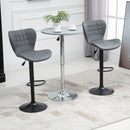 Bar Stools Set Of 2 Grey Adjustable Height Swivel Bar Chairs In PU Leather With Backrest & Footrest