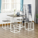 HOMCOM Modern 5-Piece Dining Table Set Metal Frame Square Kitchen Table with 4 Chairs - Walnut Effet